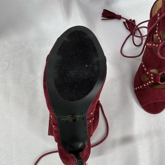 Elegant Burgundy Lace-Up Heels - Picture 5 of 6